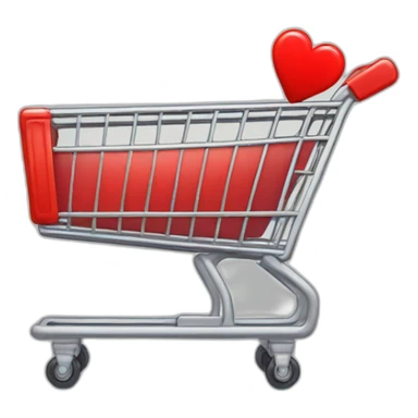shopping thin cart with one big red heart inside sticker