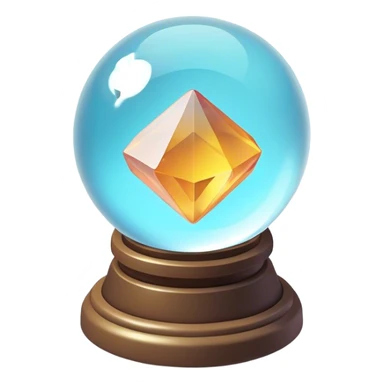 Clash of Clans aesthetic: Cinematic Playful 3D Isometric Crystal Ball Emoji, rendered in a 3D vector-style similar to standard emojis with minimal shading and bold, simplified shapes. A compact, distinct form with signature details, softly glowing with a fantasy RPG magic charm. Simplified yet unmistakably iconic, highly detailed and consistent, glowing with a soft radiance and high shine. Stylized with a touch of heroic grandeur and a soft glowing outline, capturing the essence of a beloved gaming relic with a friendly, playful manner! sticker