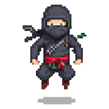 masked ninja jumping sticker