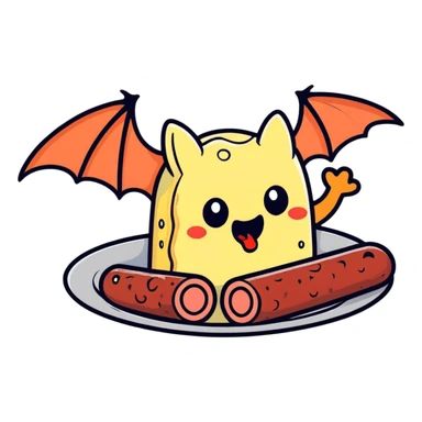 Bat eating gooey salami  sticker