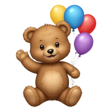 teddy bear holding balloons, birthday, cute, fluffy sticker