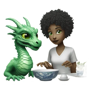Photo realistic, alien female green,  on white china dragon infinite story sticker