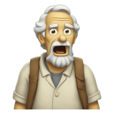 old man homer yells at magic sticker