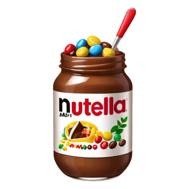 Un vaso cubierto de nutella arriba fresas y mym sticker