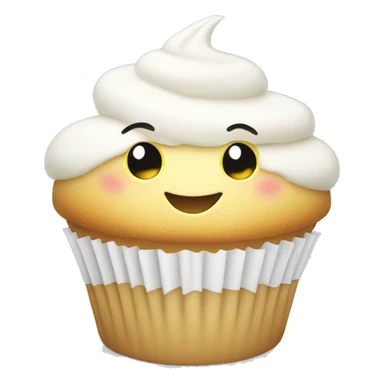 White cupcake with a happy face sticker