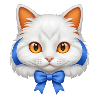cat with blue ribbon sticker