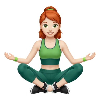 pilates girl whit redhead whit green olvide sports set sticker