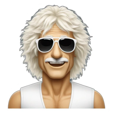 michel polnareff avec des lunettes de soleil blanches sticker