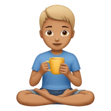 Create an emoji that shows a person sitting on the ground holding a cup. sticker