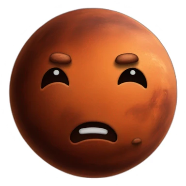 Planet Mars with a face sticker