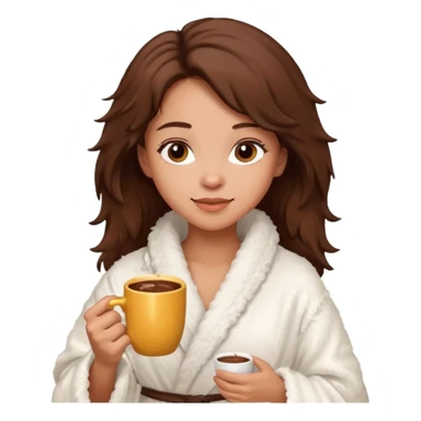 {
      "type": "human",
      "look": "fluffy robe woman, messy hair, holding cup of cocoa",
      "description": "a woman in a fluffy robe with messy hair, holding a cup of cocoa"
    } sticker