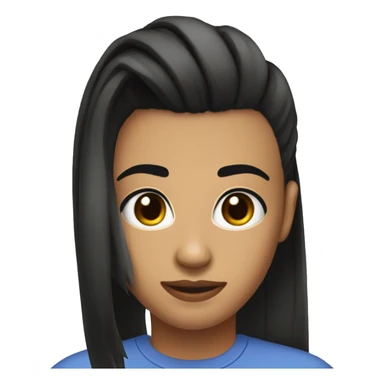 a forward-styled haircut with shaved sides black hair straight, thick black eyebrows, an average nose, and black eyes. teenager 15 years old sticker