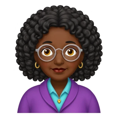 Dark skin grandma with 3c-4a long black curly hair  sticker