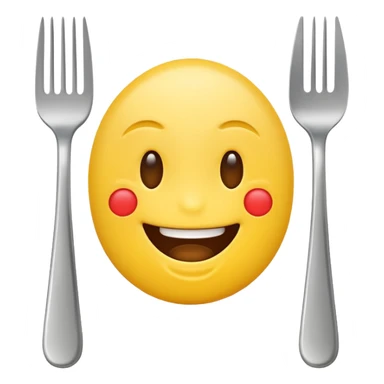 smiling emoji with fork and knife sticker
