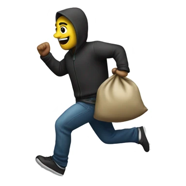Theif running with bag of money  sticker