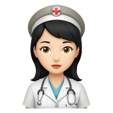 Nurse black hair sticker