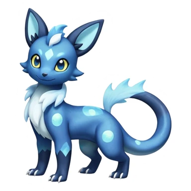 Shiny icy iridescent Pastel Nebulae Salandit-Meowstic-Umbreon-Fakémon-hybrid-creature (full body)  sticker
