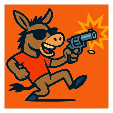 Add cool black sunglasses to the donkey, keep vibrant cartoon style. sticker