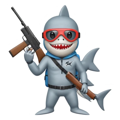 Shark wearing ski mask with a gun in his left hand  sticker