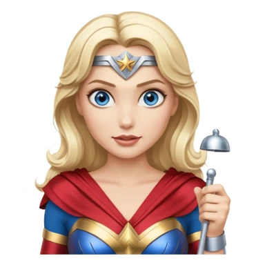 Blonde blue eyes Wonder Woman holding bell and short white baton sticker