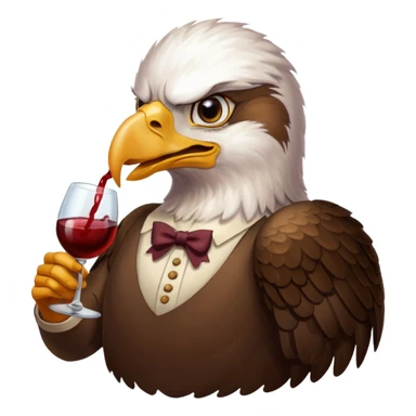 Real picture of a eagle bird with the word Thirsty Thorpies on her chest drinking wine  sticker