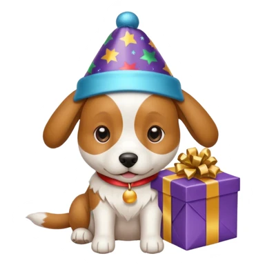 Dog in new yaer hat wrapped paper new yaer  sticker