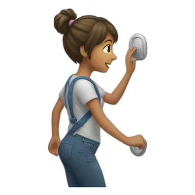 girl knocking door sticker