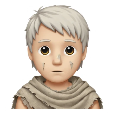 ancient white boy, tattered animal cloth sticker