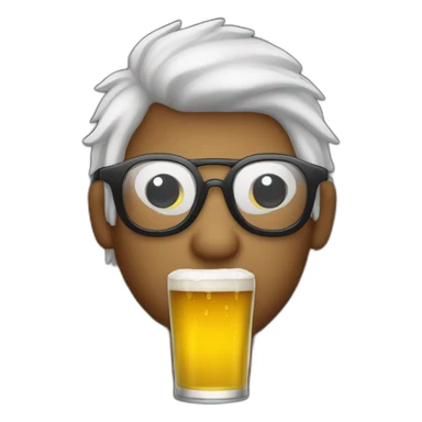 PERSONA DE LENTES PELO OSCURO CON UNA CERVEZA EN LA MANO sticker