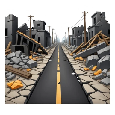 ruined town with destroyed road sticker