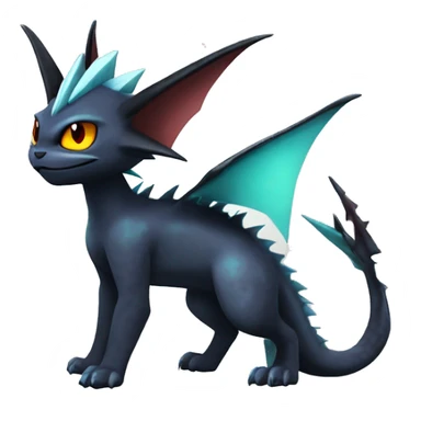 Black Edgy Noivern-Vaporeon-Litten full body sticker