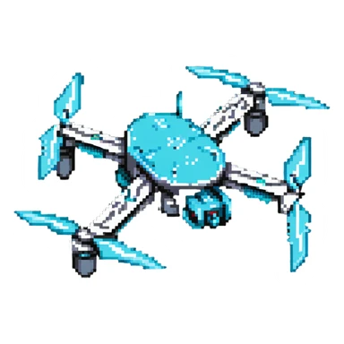 combat drone with weapons and cyan details sticker