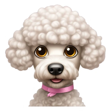 Poodle toy branco com um laço rosa claro em uma das orelhas sticker