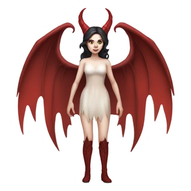 Pale skin, brunette demon woman with red wings full body sticker