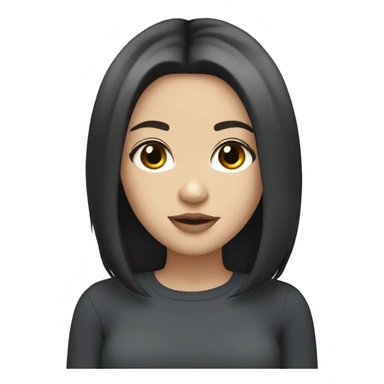 a white girl with shoulder length black hair, brown eyes, small rosy lips sticker