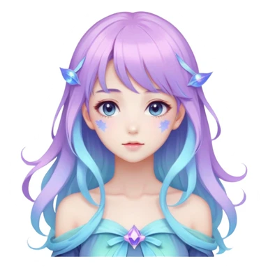 Beautiful gorgeous anime lady with beautiful nebula hair, fashion aesthetic, ethereal, fairycore, pastelcore  sticker