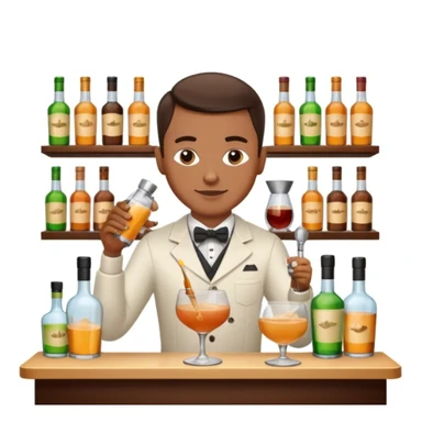 bartender mixing drinks, club backgroudn with bottles sticker