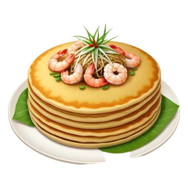 Cinematic Realistic B√°nh x√®o Dish Emoji, depicted as a crispy Vietnamese pancake filled with shrimp, pork, and bean sprouts rendered with dynamic textures and vibrant, appetizing lighting. sticker