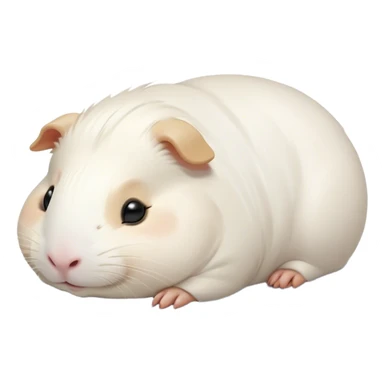Meme-Worthy Cute Sleeping White Guinea Pig Portrait Emoji, Head resting peacefully with a contented smile, showcasing a delightfully chubby build and a luxuriously soft pure white coat, eyes shut in a serene, cozy nap, Simplified yet hilariously adorable features, highly detailed, glowing with a soft, drowsy light, high shine, relaxed and utterly lovable, stylized with an air of playful laziness, bright and heartwarming, soft glowing outline, capturing the essence of a comically sleepy guinea pig, so meme-worthy it feels like it could instantly become the next viral sensation of adorable slumber! sticker