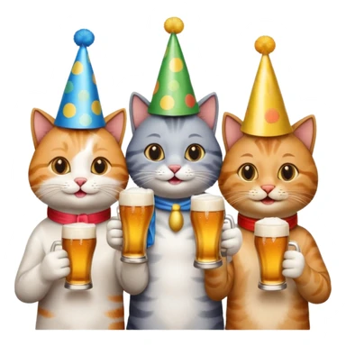 four happy cats drinking beer together toasting sticker