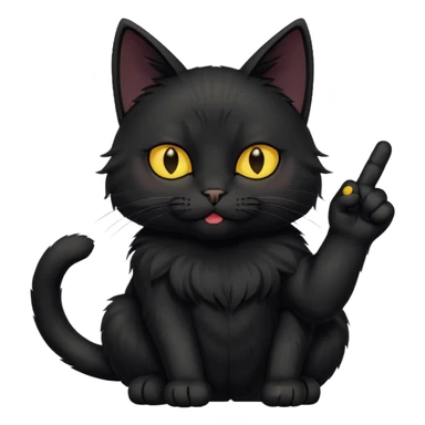 Black cat with yellow eyes giving the middle finger sticker