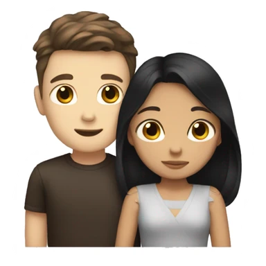 white boy with brown hair and filipino girl with black hair hugging sticker