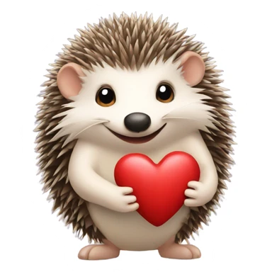the hedgehog holds the heart sticker