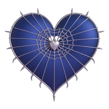 gothic heart, midnight blue satin, silver spiderweb, lace trim, mysterious and rich sticker