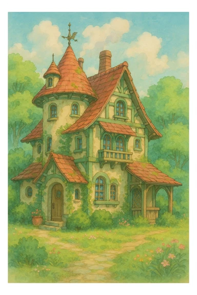 house ghibli animation style sticker