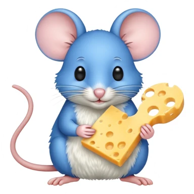 blue mouse is holding a piece of cheese sticker