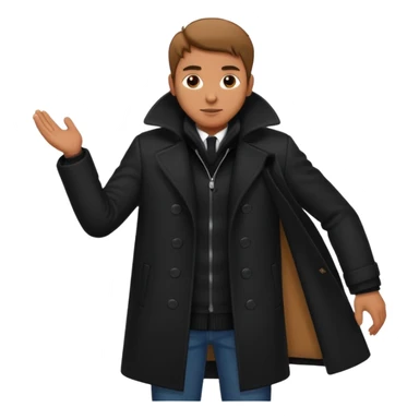 Man in black coat, standing sticker