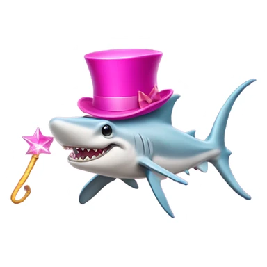 Hammerhead shark with a pink top hat and a magic wand  sticker