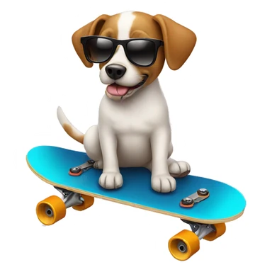 Dog with sunglasses on a skateboard sticker
