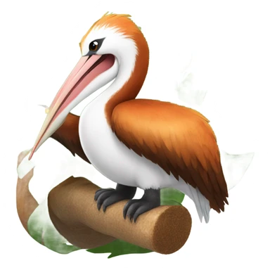 Pelican and a red panda together sticker